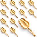 Roshtia 12 Pcs Gold Ice Scoops Stainless Steel Mini Scoop Candy Scoops for Kitchen Dispenser Buffet Jars, Scooping Coffee Bean, Sugar, Flour, Spice (5 oz)