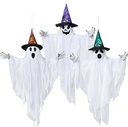 JOYIN 3 Pack 24.8" Halloween Hanging Ghost Decorations, Halloween White Flying Ghost with Hats for Haunted House Graveyard Scene, Spooky Indoor and Outdoor Decor