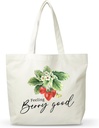 Women Strawberry Canvas Tote Bag, Funny Gifts For Strawberry Lovers, Reusable Grocery Folding Shopping Tote, Aesthetic Shoulder Bag, Thanksgiving Christmas Gifts For Friends Colleagues -A05