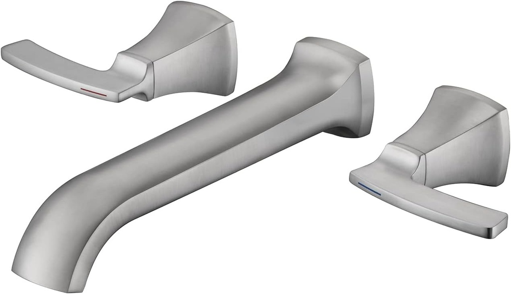 Wall Mount Tub Filler Roman Tub Faucet High Flow Long Spout Reach Brushed Nickel Bathtub Faucets with 2 Handles