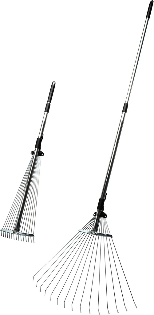 Kings County Tools Adjustable Garden & Leaf Rake | Collapsing Tines to Work Tight Areas | Telescoping Handle Extends to 5-Feet | Versatile and Lightweight | Expands to a 22” Spread