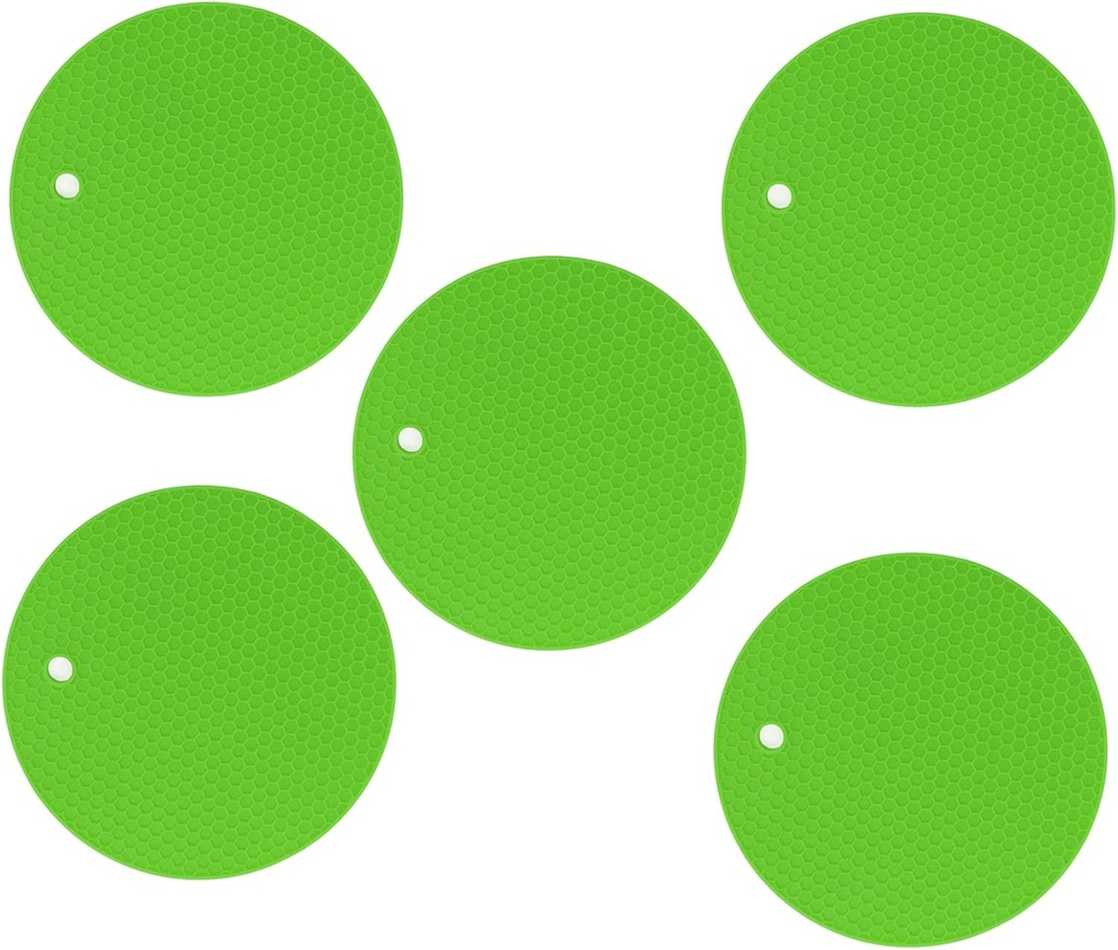 Electric Fryer Parts Grade Silicone Dishwasher Trivet Pot Holders for Kitchen Round Hot Pads Food (Green)