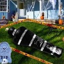 YUJUN Halloween Hanging Dead Props Decorations 5ft Scary Inflatable Fake Corpse Bag Halloween Bloody Victim Dead Body for Halloween Party Haunted House Yard Hanging Indoor Outdoor Decor, Black