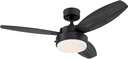 Westinghouse Lighting 7305000 Alloy, Modern LED Ceiling Fan with Light, 42 Inch, Matte Black Finish, Opal Frosted Glass