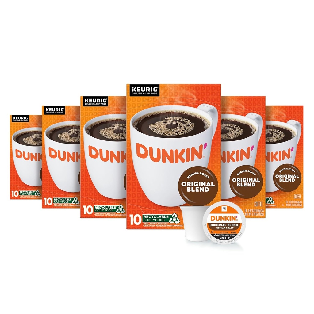 Dunkin' Original Blend Medium Roast Coffee, 60 Keurig K-Cup Pods