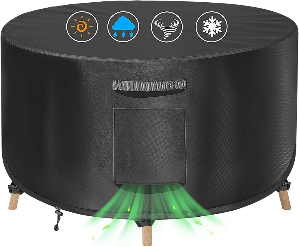 TOHONFOO Round Coffee Table Cover, Outdoor Table Covers Waterproof, UV Resistant Outdoor Lawn Patio Furniture Covers, 26" Dia x 18" H