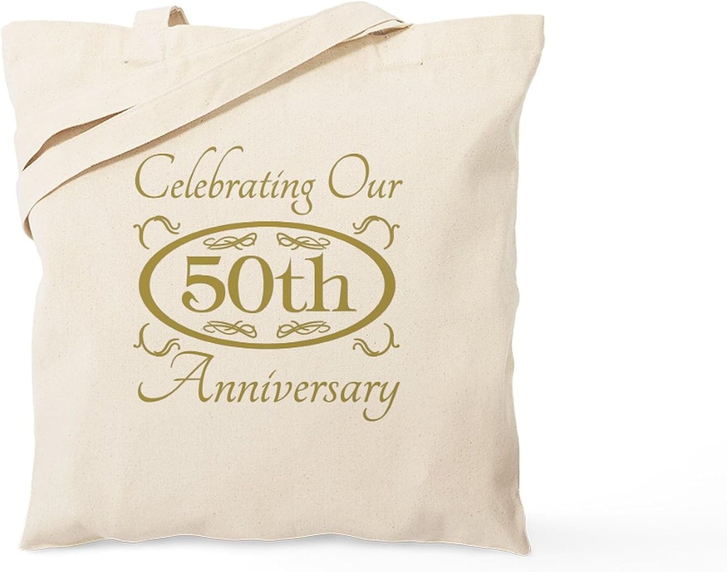 CafePress 50Th Wedding Anniversary Tote Bag Natural Canvas Tote Bag, Reusable Shopping Bag