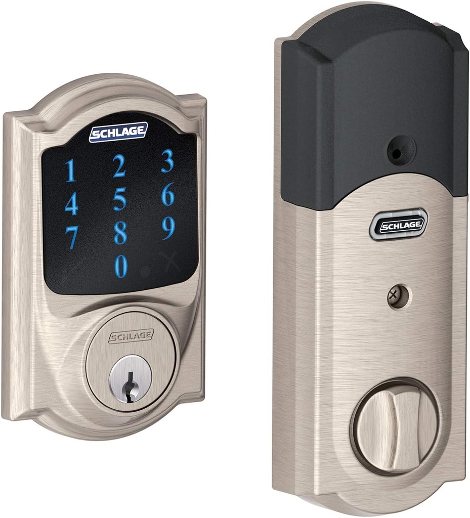 Schlage BE469ZPVCAM619 Satin Nickel Connect Camelot Touchscreen with Built-in Alarm & Z-Wave