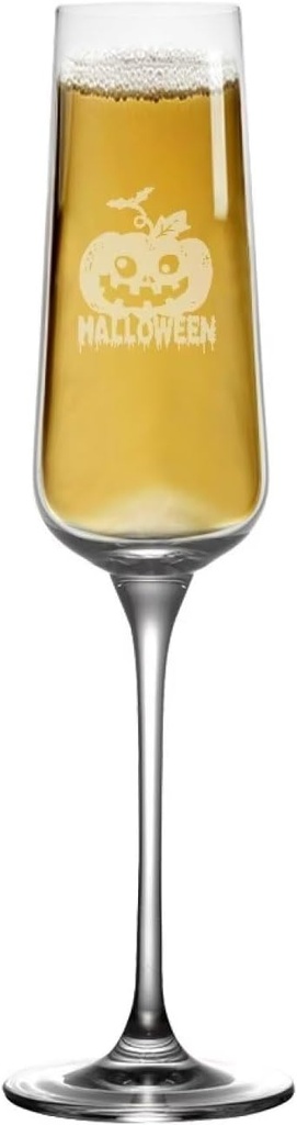 Champagne Flutes Set of 4 Halloween Pumpkin Crystal Wine Glasses Elegant 7.7 oz Crystal Glass Cocktail Glass for Birthday Party, Anniversary Celebrations