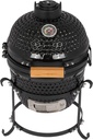 13" Round Ceramic Kamado Charcoal Grill - Heavy-Duty Black Outdoor BBQ Smoker with Heat Retention, Portable Egg Design for Grilling, Smoking, Baking & Roasting (Includes Ash Tool)
