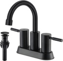IKEBANA Black Bathroom Faucet,2 Handle Stainless Steel Bathroom Sink Faucet,Modern 360° Swivel Spout Lavatory Faucet Lead-Free Faucet for Bathroom Sink with Pop Up Drain and Water Supply Lines