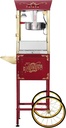 Matinee Popcorn Machine and Cart – 3 Gallon Popcorn Popper, 8oz Kettle, Warmer, and 5 All-In-One Kernel Packs by Great Northern Popcorn (Red)
