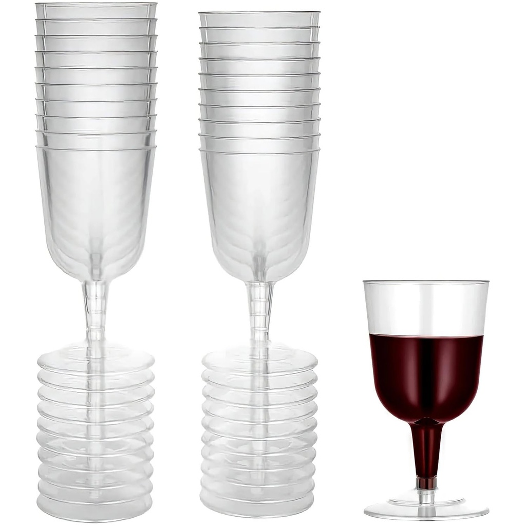 Hanna K. Signature Collection Clear Deluxe Plastic Tulip Wine Goblets - 5oz (Pack Of 20) - Elegant & Reusable Party Wine Glasses - Perfect For Weddings, Parties & Events