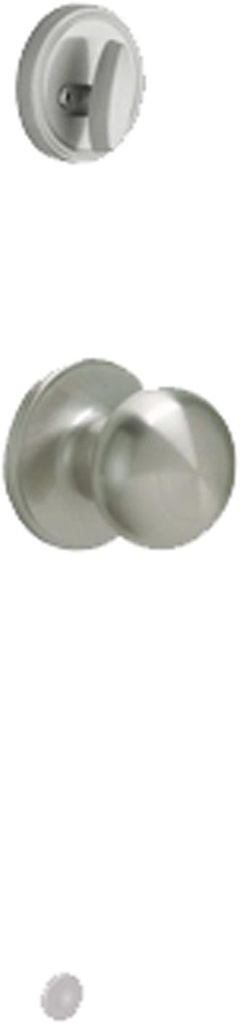 J-Series by Schlage Standard Interior Front Entry Handleset with Stratus Door Knob, Interior Side Non-Keyed Thumbturn, Satin Nickel, JH59 STR 619