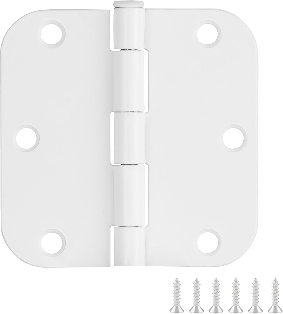 Design House Door Hinge, 3.5 in x 3.5 in, 5/8 in Radius, Interior, Rounded Steel, Removable Pin, Pre-Lubricated, Easy to Install, White Finish, 9 Pack, 189829