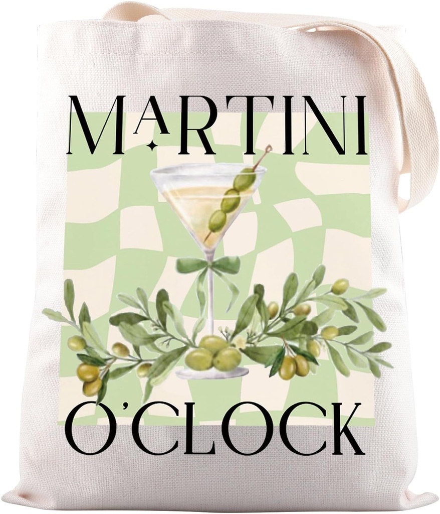 JNIAP Martini Lover Gift Martini o'clock Tote Bag Dirty Martini Cocktail Gift