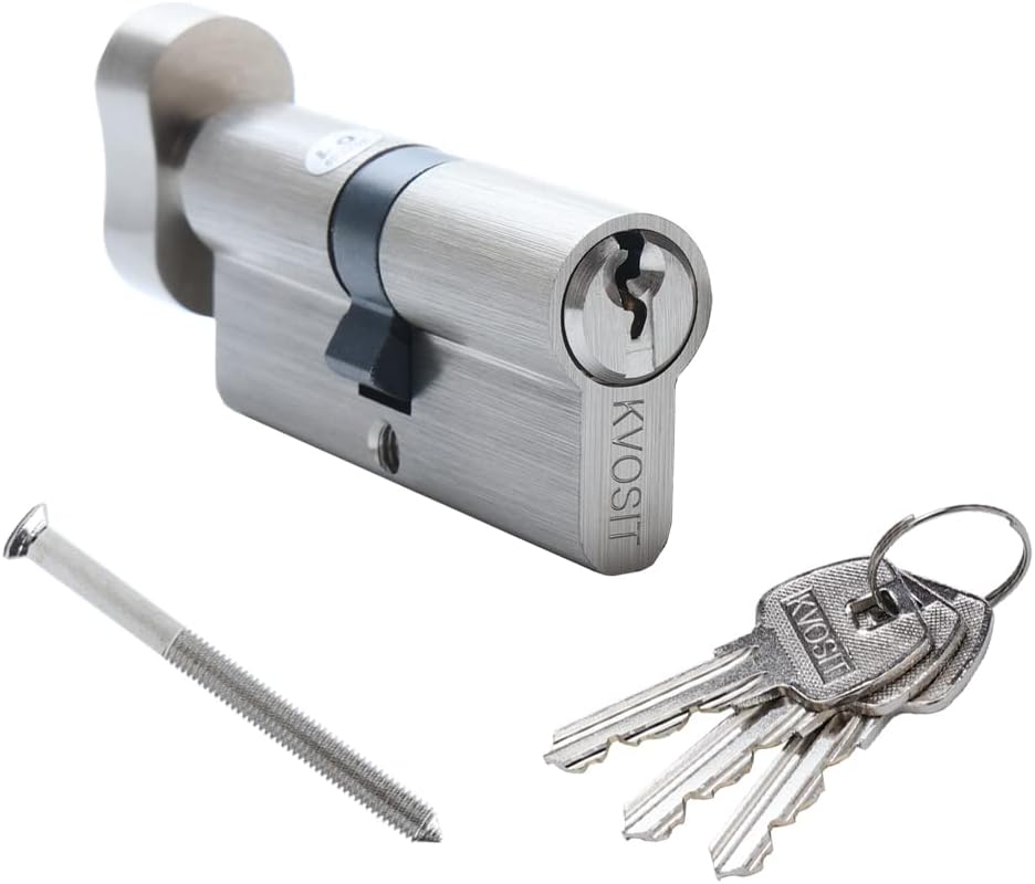 Solid Brass Lock Cylinder with 3 Brass Keys 70mm Pella Storm Brushed Nickel Lock Replacement Patio Sliding Door