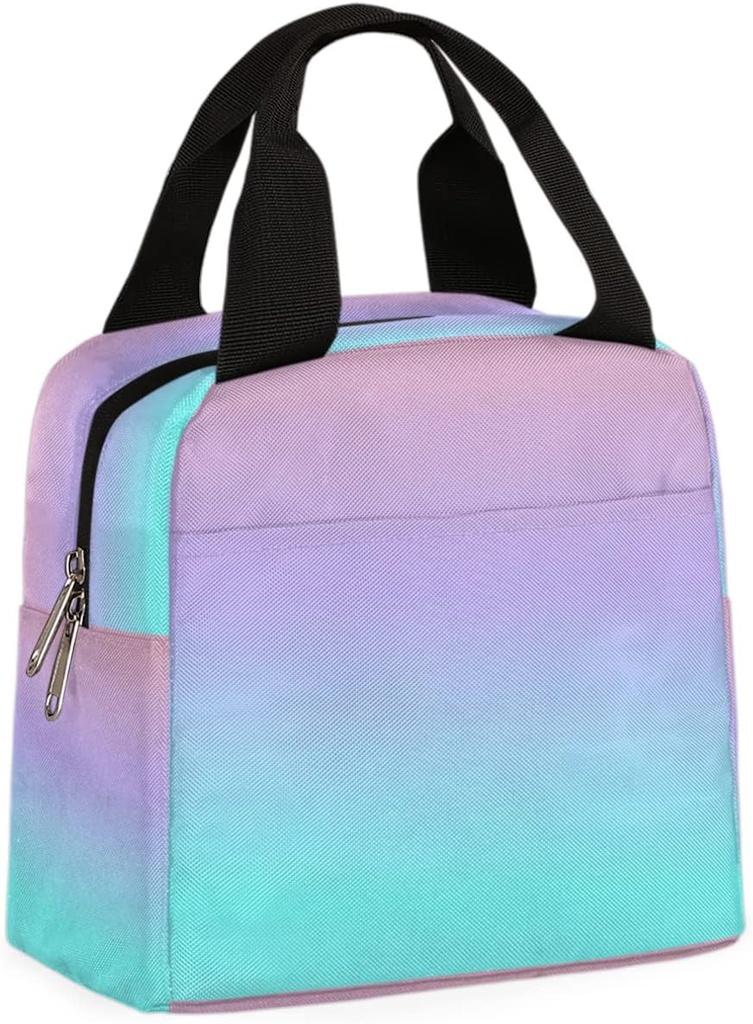 Lunch Bags for Women Men, Cotton Candy Ombre Insulated Lunch Box Gradient Color Reusable Cooler Lunch Tote Bag for Girls Boys School Work Office Picnic Travel