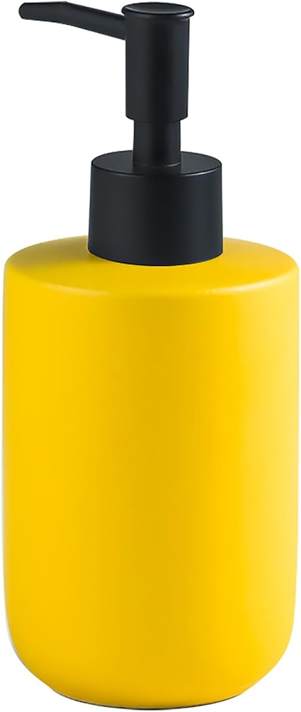 Hand Soap Dispenser, Modern Ceramics Dish Soap Dispenser with Pump Refillable Leak Proof Kitchen Soap Dispenser for Bathroom Lotion Soap 12 oz (Yellow)