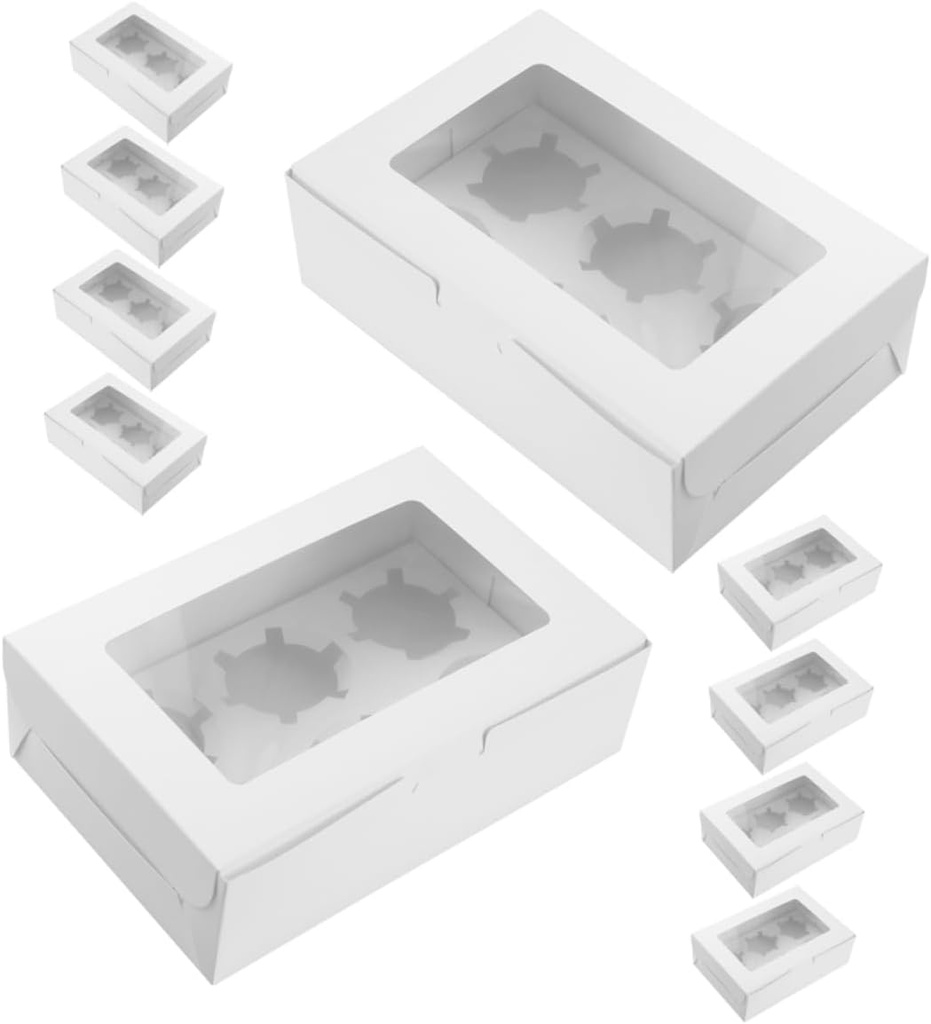Cupcake Containers Window 6-count Paper Cupcake Boxes Muffin Holders for Celebrations