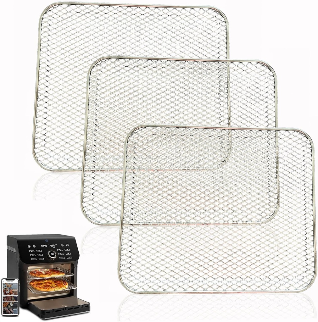 10QT Air Fryer Oven Mesh Shelf for Chefman 10QT Digital Air Fryer Oven, Upgraded Dehydrator Rack Grid Grill Pan Crisper Cooking Plate Tray Grate for Chefman Air Fryers, Dishwasher Safe
