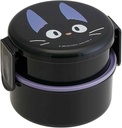 Skater Kiki's Delivery Service 2 Tier Round Bento Lunch Box with Folk (17oz) - Authentic Japanese Design - Microwave Safe - Black