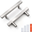 KNOBWELL Square Body Round Feet 30Pack 76mm(3") Hole Center Square Kitchen Cabinet Handles Brushed Nickel Cabinet Pulls, Silver Drawer Pulls Dresser Pull for Cupboard Closet Stainless Steel