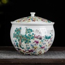 Food Airtight Storage Jars,Chinese Retro Jar with Lid,Ceramic Rice Cylinder with Lid,Airtight Rice Bucket Rice Jar,Cereals Grains Sealed Jar,Ceramics Food Dispensers(B,6KG)