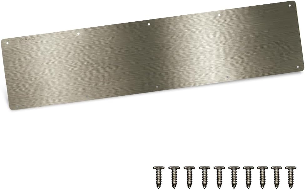 Door Kick Plate, Metal Kickplate for Bottom of Door,6x28 inch Aluminum Metal Plate Rounded Corners for Interior and Exterior Doors (Brushed Nickel)