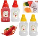 4PCs Mini Ketchup Bottles, Condiment Squeeze Bottles Plastic Sauce Bottles Salad Dressing Tomato Containers Empty Ketchup and Mustard Syrup Dispenser for Kids Adults Bento Box for Office Worker 25ml