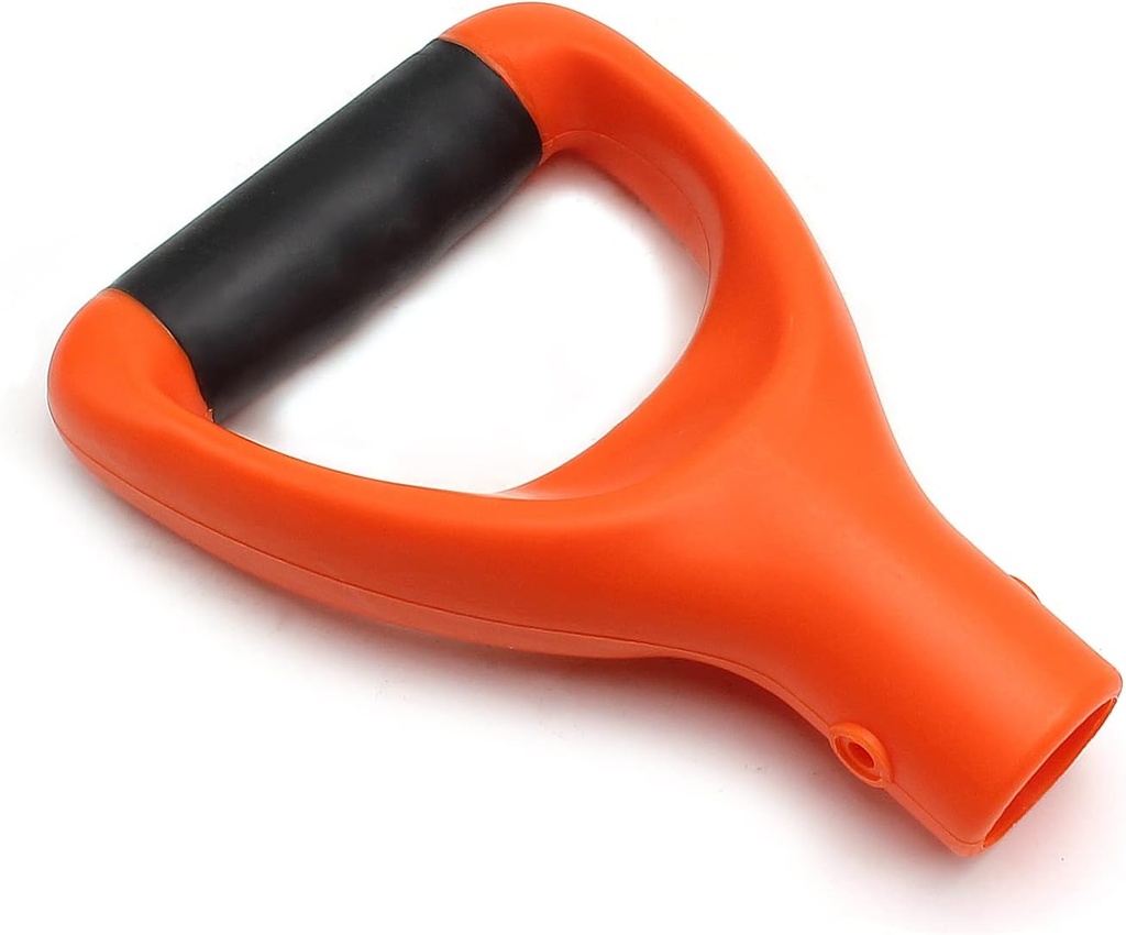 MroMax Shovel D Grip Handle, 1-1/4" Inner Diameter 32mm PVC Spade Snow Shovel Replacement Handle Garden Accessories for Digging Raking Tool Curved Orange