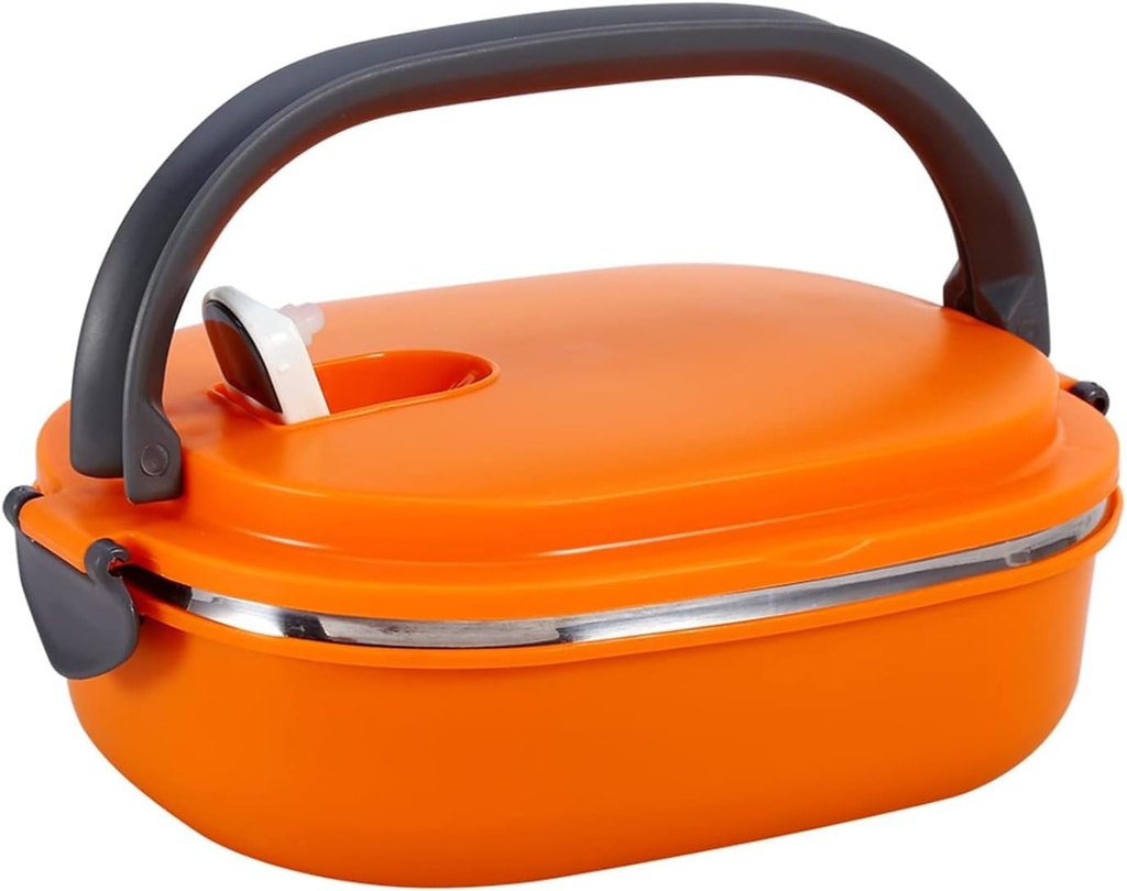 ZJchao Thermal Lunch Box for Hot Food, Stainless Steel Insulated Portable Lunch Warmer Box Orange Food Heater (Single Layer)