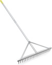 Colwelt Landscape Rake - 24Tines, Aluminum Head with 68" Handle, 24" Width for Beach & Lawn Care