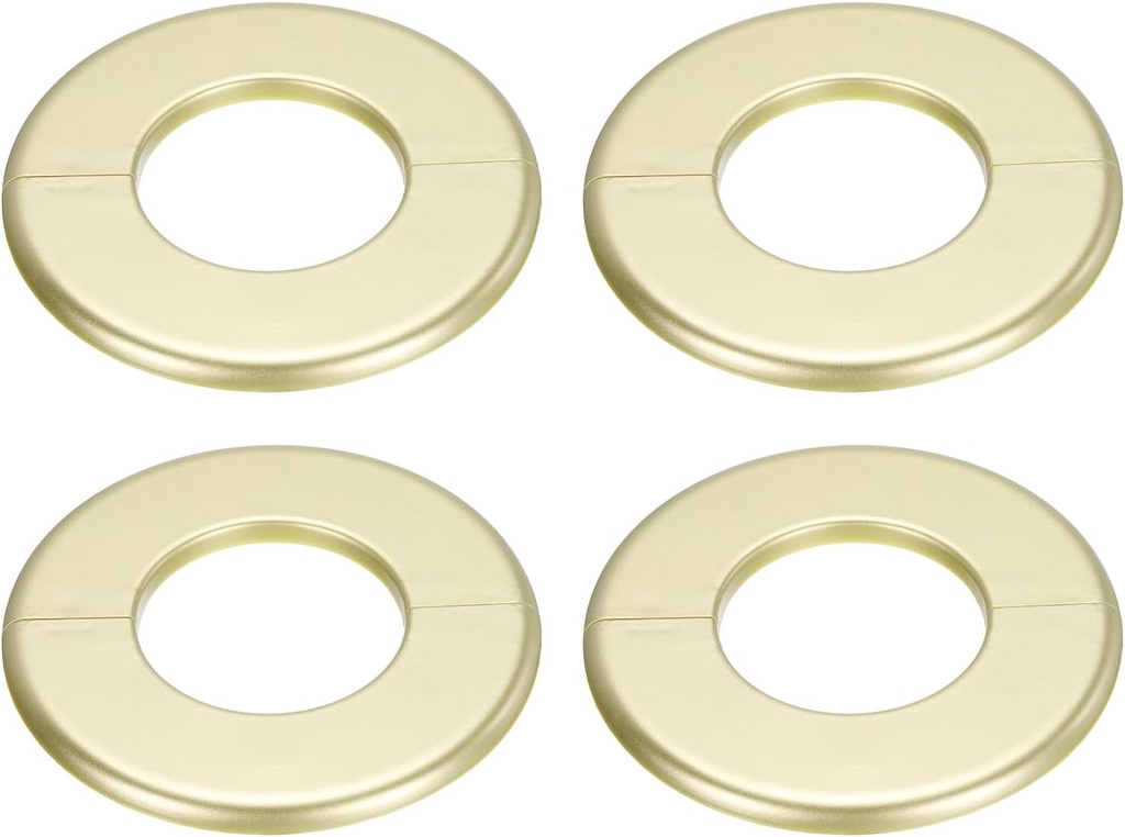 uxcell 4pcs Wall Split Flange 130mm / 5.1" OD Escutcheon Plate ABS Round Self-Adhesive Plumbing Cover Plates for 64mm / 2.5" Dia Water Pipe Faucet Decoration Accessories, Gold