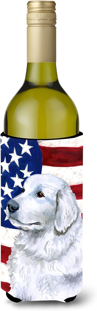 Caroline's Treasures BB9675LITERK Maremma Sheepdog Patriotic Wine Bottle Hugger Bottle Cooler Sleeve Hugger Machine Washable Collapsible Insulator Beverage Insulated Holder