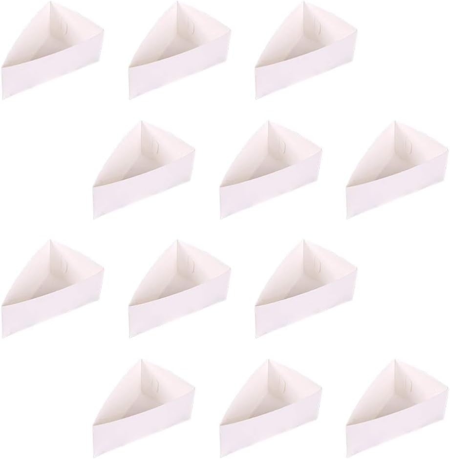Hemoton 20pcs Triangle Cake Box Paper Cupcake Tray Packing Containers Snack Dessert Cake Box For Cheese Cake Cake Slice Pie (White)