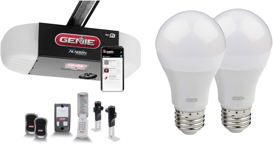 Genie QuietLift Connect Smart Garage Door Opener Bundle with LED Light Bulbs and Keypad
