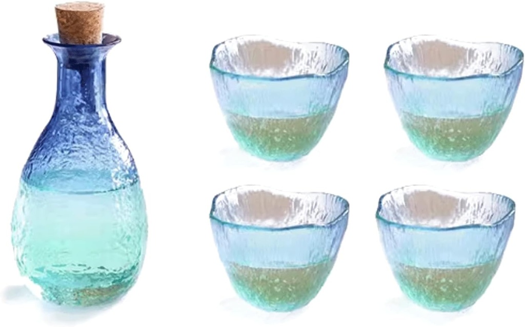 Crystal Clear Wine Drinkware Glass Sake Set 5 Piece Traditional Japanese Sake Set Suitable for Warm Wine Rice Wine White Wine