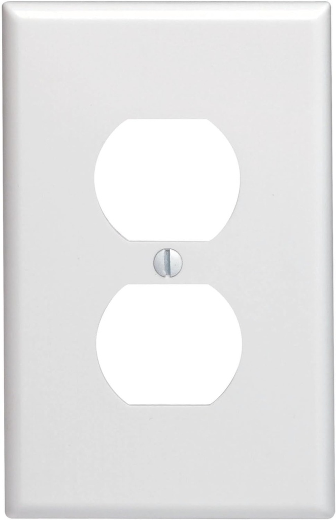 Leviton 1-Gang Duplex Device Receptacle Wallplate, Midway Size, Thermoset, Device Mount, 80503-W, White