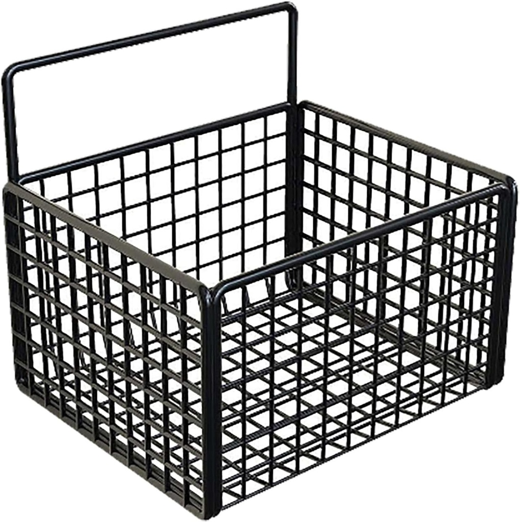 Hanging Wire Baskets, Wall Mount Fruit Basket, Wire Storage Baskets, No Drilling Adhesive Metal Wire Hanging Basket for Kitchen Food Pantry Bathroom Organization(Black)