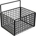 Hanging Wire Baskets, Wall Mount Fruit Basket, Wire Storage Baskets, No Drilling Adhesive Metal Wire Hanging Basket for Kitchen Food Pantry Bathroom Organization(Black)