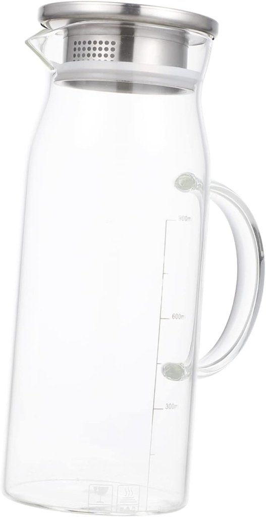 VALICLUD Heat Resistant Glass Water Pitcher Large Capacity Cooling Beverage Jug for Home Multipurpose Carafe for Iced Tea Juice Milk Storage Refrigerator Safe