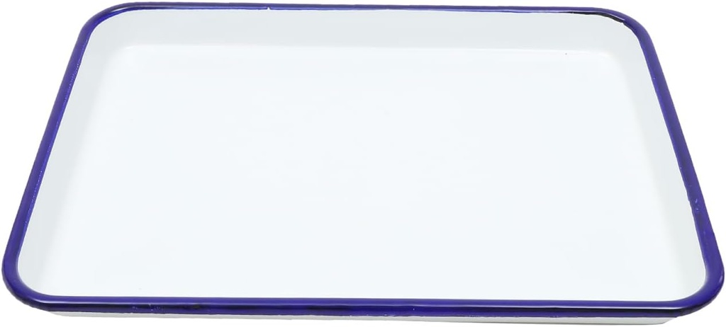 PRETYZOOM Vintage Enamel Bake Pan, 1pc, 10.62x7.48x0.98inch, White Rectangular Roasting Tray, Multi-Use for Baking, Oven, Microwave, Easy to Clean, Ideal for Home Kitchen