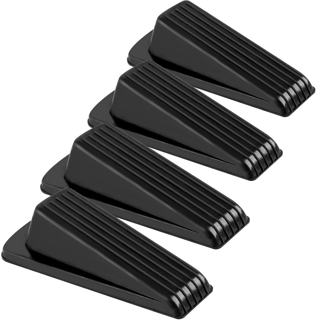 4 Pack Door Stoppers, Rubber for Bottom of Door, Rubber Door Stopper Wedge, Sturdy Stackable Door Stops for Floor