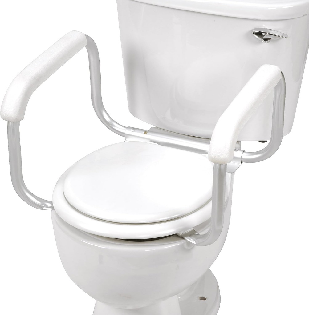 DMI Toilet Safety Rails Toilet Handles for The Elderly Toilet Safety Handrails Frame Easy Assembly with no Tools, White