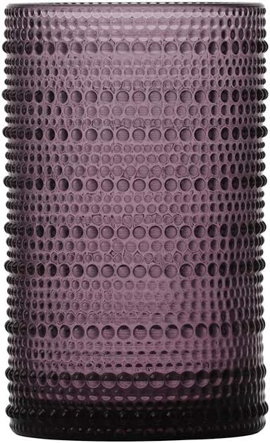 Fortessa Jupiter Beaded Hobnail Glass, 13 Ounce Iced Beverage (Set of 6), Purple