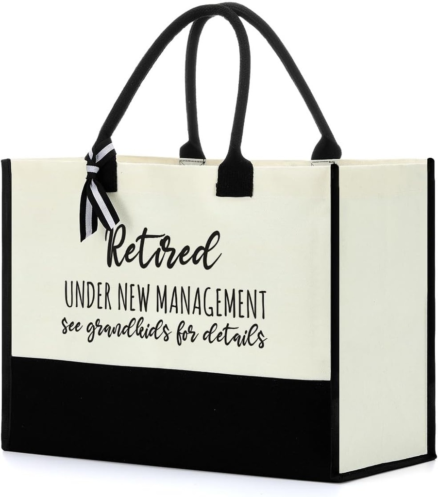 FORBIDDEN PAPER Retirement Tote Bag for Women - Grandma Gifts, Beach Bag, First Time Grandma Appreciation Gifts for Retirees - Grandmother Gigi Mimi Granny Travel Shoulder Handbag