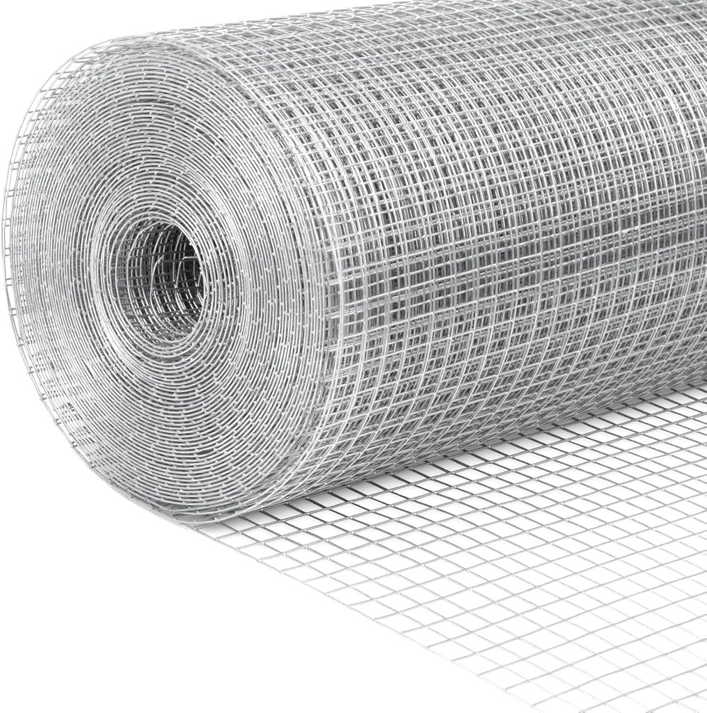 LuckIn Hardware Cloth 1/2 Inch 48 x 100ft, 19 Gauge Chicken Wire Fencing, Chicken Wire Mesh, Hot Dip Galvanized After Welded Mesh Wire, Square Chicken Fence Wire Fence Rolls, Rabbit Wire, Snake Fence