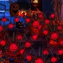 2PACKS 12LED Halloween Decorations Solar Garden Lights Outdoor,3D Scary RED Bat&Pumpkin Swaying Firefly Lights for Spooky Halloween Party Gifts Decor,Solar Halloween Path Lights for Yard/Grave Decor