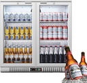 BODEGA BODEGACOOLER Back Bar Cooler With 2 Glass Doors,7.4 Cu.Ft Stainless Steel Commercial Back Bar Fridgewith LED Lighting, Counter Height Bar Beverage Cooler for Beer,Soda Drinks,Wine